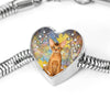 Abyssinian Cat Print Heart Charm Steel Bracelet-Free Shipping