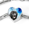 Newfoundland Dog Print Heart Charm Steel Bracelet-Free Shipping