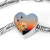 Staffordshire Bull Terrier Print Heart Charm Steel Bracelet-Free Shipping