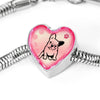 Cute French Bulldog Print Heart Charm Steel Bracelet-Free Shipping