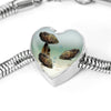 Oscar Fish Print Heart Charm Steel Bracelet-Free Shipping