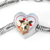 Chinook Dog Print Heart Charm Steel Bracelet-Free Shipping