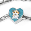 Pembroke Welsh Corgi Dog Art Print Heart Charm Steel Bracelet-Free Shipping