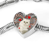 Lovely Persian Cat Print Heart Charm Steel Bracelet-Free Shipping
