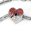 English Springer Spaniel Print Heart Charm Steel Bracelet-Free Shipping