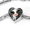 Cow Print Heart Charm Steel Bracelet-Free Shipping