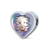 Cute White Hamster Print Heart Charm Steel Bracelet-Free Shipping