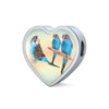 Blue Budgie Parrot Print Heart Charm Steel Bracelet-Free Shipping