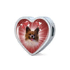 Papillon Dog Print Heart Charm Steel Bracelet-Free Shipping
