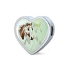 American Paint Horse Watercolor Art Print Heart Charm Steel Bracelet-Free Shipping