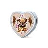 Brussels Griffon Dog Print Heart Charm Steel Bracelet-Free Shipping
