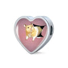 Lovely Hamster Print Heart Charm Steel Bracelet-Free Shipping