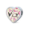 Siamese Cat Print Heart Charm Steel Bracelet-Free Shipping