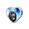 Newfoundland Dog Print Heart Charm Steel Bracelet-Free Shipping
