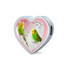 Budgerigar Parrot Print Heart Charm Steel Bracelet-Free Shipping