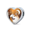 Akita Dog Print Heart Charm Steel Bracelet-Free Shipping
