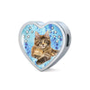 Maine Coon Cat Print Heart Charm Steel Bracelet-Free Shipping