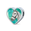 Andalusian Horse Watercolor Art Print Heart Charm Steel Bracelet-Free Shipping