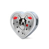 Cute Boston Terrier Print Heart Charm Steel Bracelet-Free Shipping