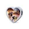 English Mastiff Print Heart Charm Steel Bracelet-Free Shipping
