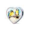 Blue And Yellow Macaw Parrot Art Print Heart Charm Steel Bracelet-Free Shipping