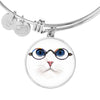 Cute Cat With Glasses Print Circle Pendant Luxury Bangle-Free Shipping