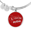 'I Love MY MOM' Red Print Circle Pendant Luxury Bangle-Free Shipping