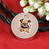 Brussels Griffon Print Circle Charm Leather Bracelet-Free Shipping
