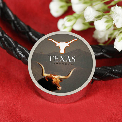Texas Longhorn Cattle (Cow) Print Circle Leather Bracelet-Free Shipping