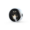 Black Saluki Dog Print Circle Charm Leather Bracelet-Free Shipping