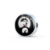 Siberian Husky Dog Print Circle Charm Leather Bracelet-Free Shipping