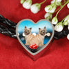 Cairn Terrier Print Heart Charm Leather Bracelet-Free Shipping