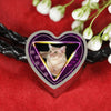 Javanese Cat Print Heart Charm Leather Woven Bracelet-Free Shipping