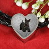 Scottish Terrier Print Heart Charm Leather Bracelet-Free Shipping