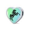 Amazing Horse Vector Print Heart Charm Leather Woven Bracelet-Free Shipping