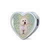 Bichon Frise Dog Print Heart Charm Leather Bracelet-Free Shipping