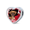 Boxer Dog Print Heart Charm Leather Bracelet-Free Shipping