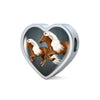 Haflinger Horse Art Print Heart Charm Leather Woven Bracelet-Free Shipping