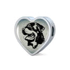 Rottweiler Dog Black&White Art Print Heart Charm Leather Woven Bracelet-Free Shipping
