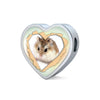 Robo Hamster Print Heart Charm Leather Woven Bracelet-Free Shipping