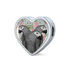 African Grey Parrot Print Heart Charm Leather Bracelet-Free Shipping