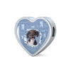 Spanish Water Dog Print Heart Charm Leather Bracelet-Free Shipping