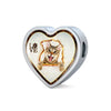 Lovely Bengal Cat Print Heart Charm Leather Woven Bracelet-Free Shipping