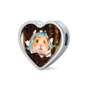Syrian Hamster Print Heart Charm Leather Woven Bracelet-Free Shipping