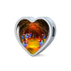 Gouldian Finch (Rainbow Finch) Print Heart Charm Leather Woven Bracelet-Free Shipping