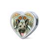 Norwegian Elkhound Dog Print Heart Charm Leather Bracelet-Free Shipping