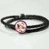 Golden Retriever Dog Print Circle Charm Leather Woven Bracelet-Free Shipping