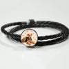 Airedale Terrier Print Luxury Circle Charm Leather Bracelet-Free Shipping