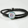 Horse Painting Print Circle Charm Leather Woven Bracelet-Free Shipping
