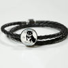 Shiba Inu Dog Print Circle Charm Leather Woven Bracelet-Free Shipping